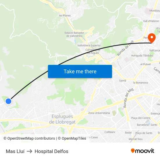 Mas Lluí to Hospital Delfos map