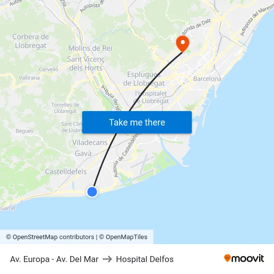 Av. Europa - Av. Del Mar to Hospital Delfos map