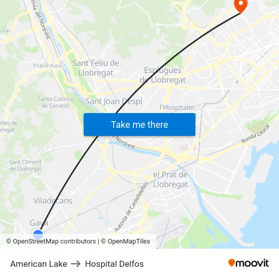 American Lake to Hospital Delfos map