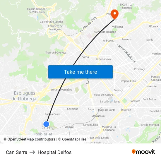 Can Serra to Hospital Delfos map