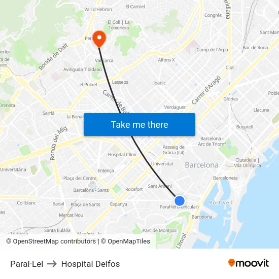 Paral·Lel to Hospital Delfos map