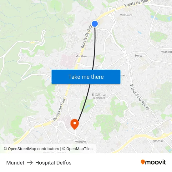 Mundet to Hospital Delfos map