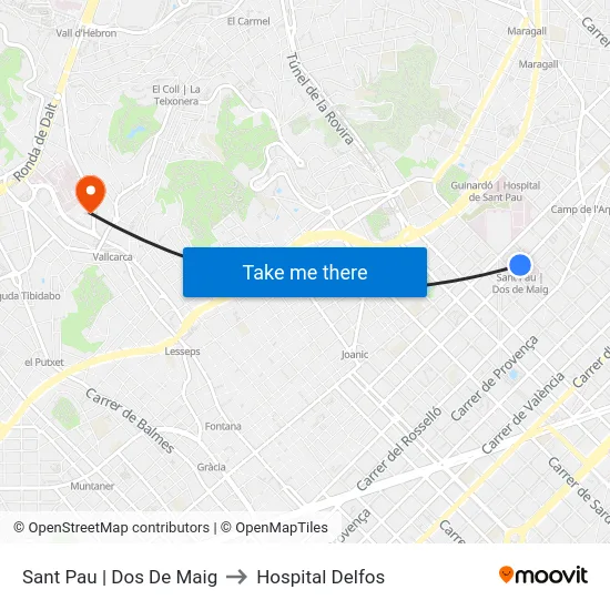 Sant Pau | Dos De Maig to Hospital Delfos map