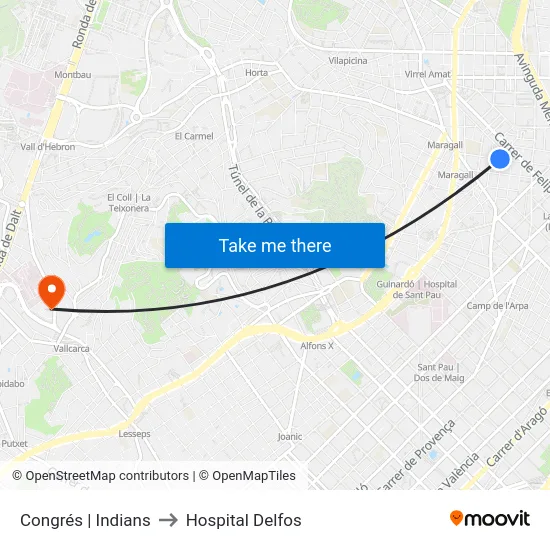 Congrés | Indians to Hospital Delfos map