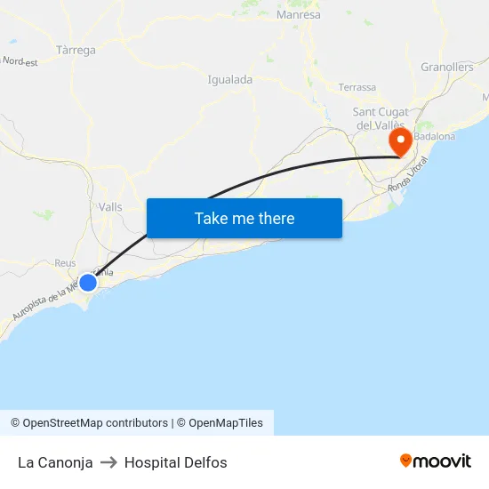 La Canonja to Hospital Delfos map