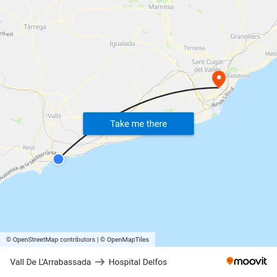 Vall De L'Arrabassada to Hospital Delfos map
