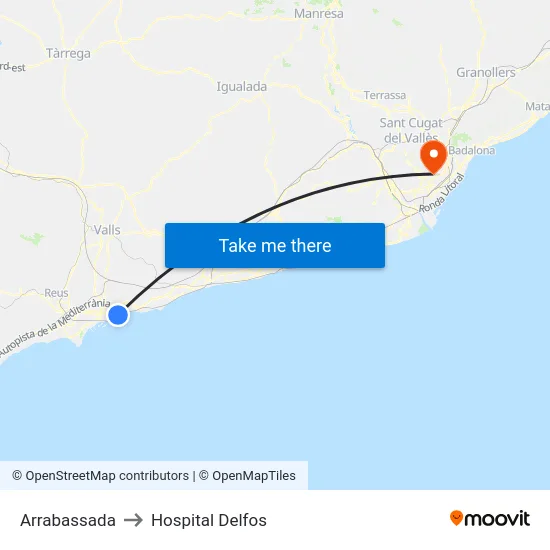 Arrabassada to Hospital Delfos map