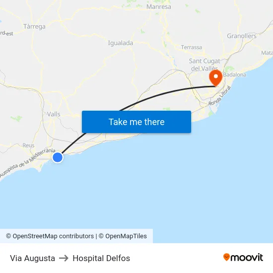Via Augusta to Hospital Delfos map