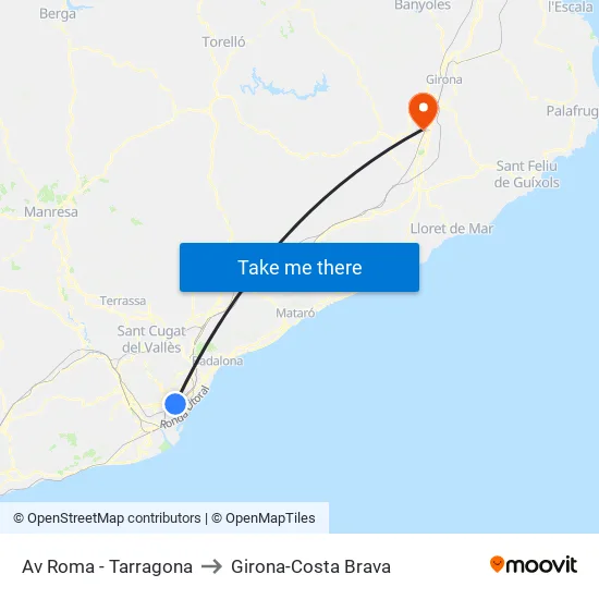 Av Roma - Tarragona to Girona-Costa Brava map