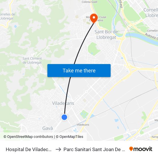 Hospital De Viladecans to Parc Sanitari Sant Joan De Déu map