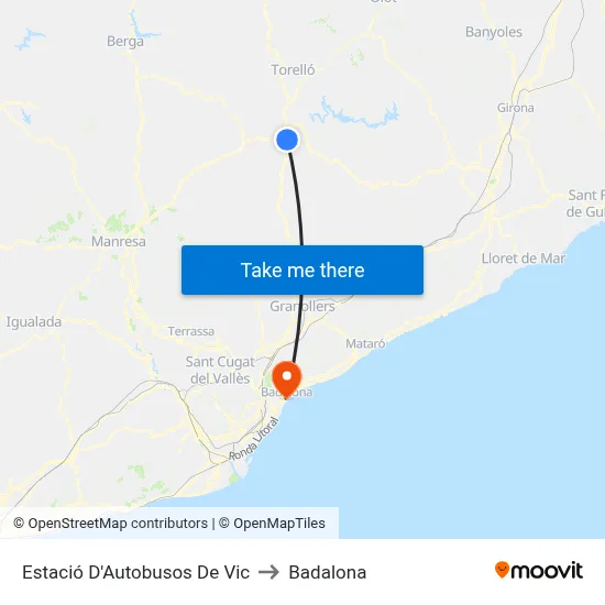 Estació D'Autobusos De Vic to Badalona map