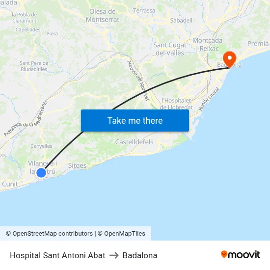 Hospital Sant Antoni Abat to Badalona map