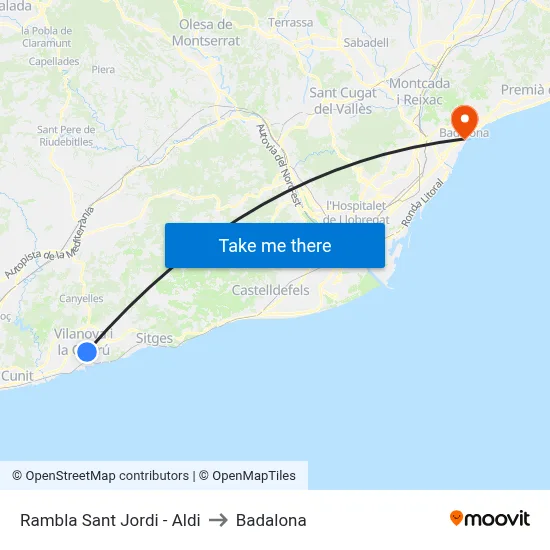 Rambla Sant Jordi - Aldi to Badalona map