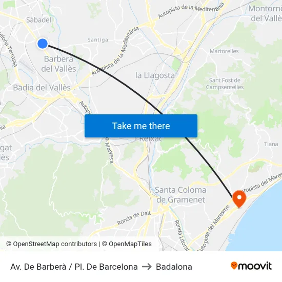 Av. De Barberà / Pl. De Barcelona to Badalona map