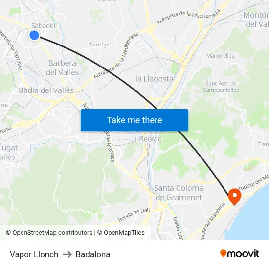 Vapor Llonch to Badalona map