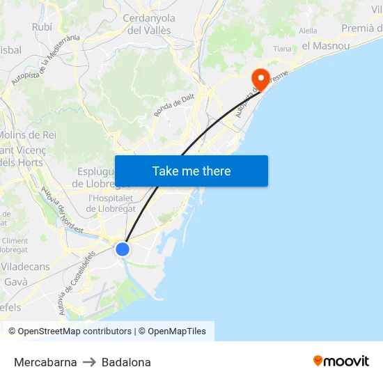 Mercabarna to Badalona map