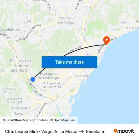 Ctra. Laureà Miró - Verge De La Mercè to Badalona map