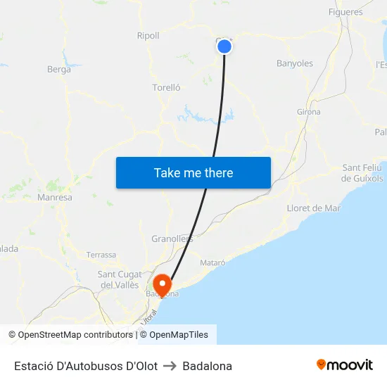 Estació D'Autobusos D'Olot to Badalona map