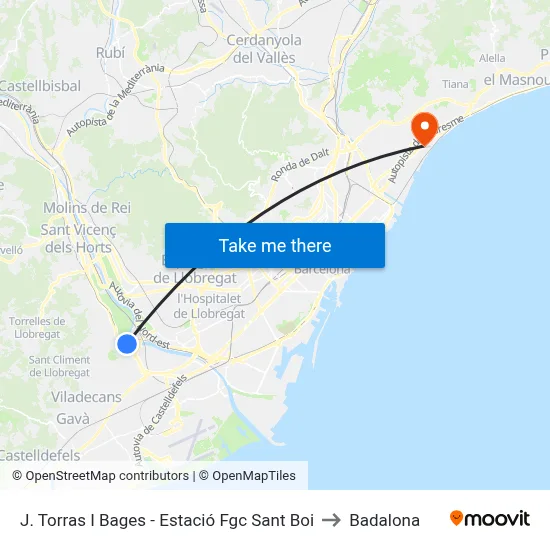 J. Torras I Bages - Estació Fgc Sant Boi to Badalona map