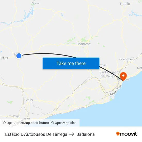 Estació D'Autobusos De Tàrrega to Badalona map