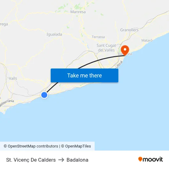 St. Vicenç De Calders to Badalona map