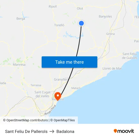 Sant Feliu De Pallerols to Badalona map