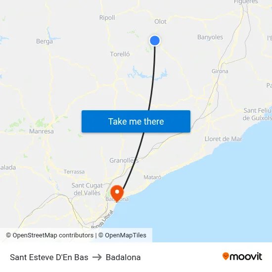 Sant Esteve D'En Bas to Badalona map