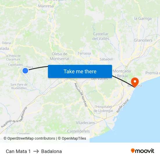 Can Mata 1 to Badalona map