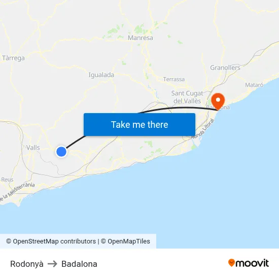 Rodonyà to Badalona map