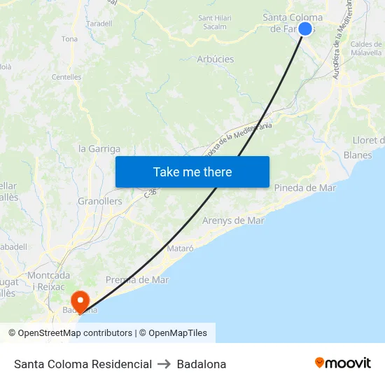 Santa Coloma Residencial to Badalona map