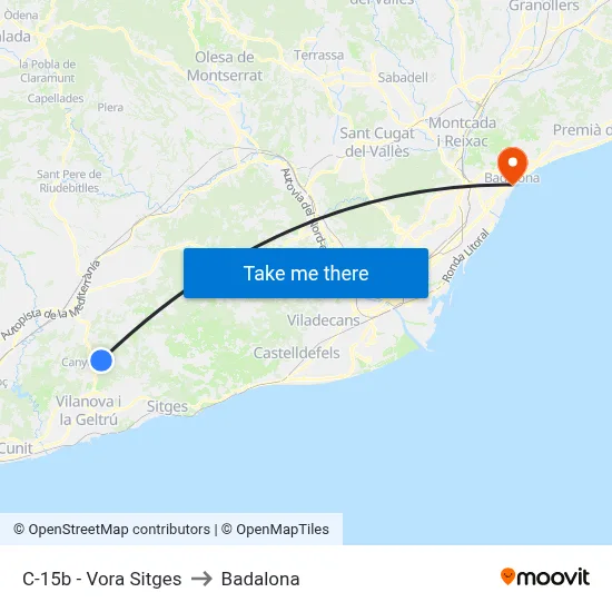 C-15b - Vora Sitges to Badalona map