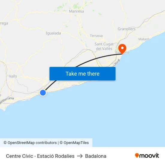 Centre Cívic - Estació Rodalies to Badalona map