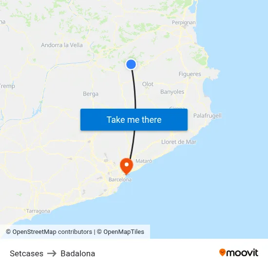 Setcases to Badalona map