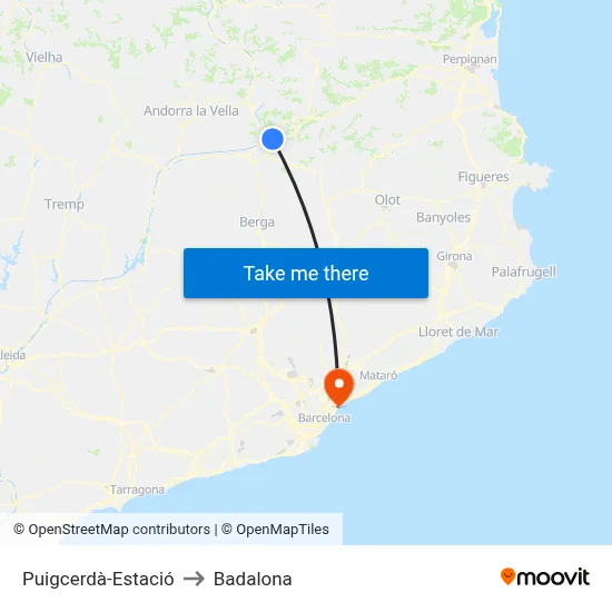 Puigcerdà-Estació to Badalona map