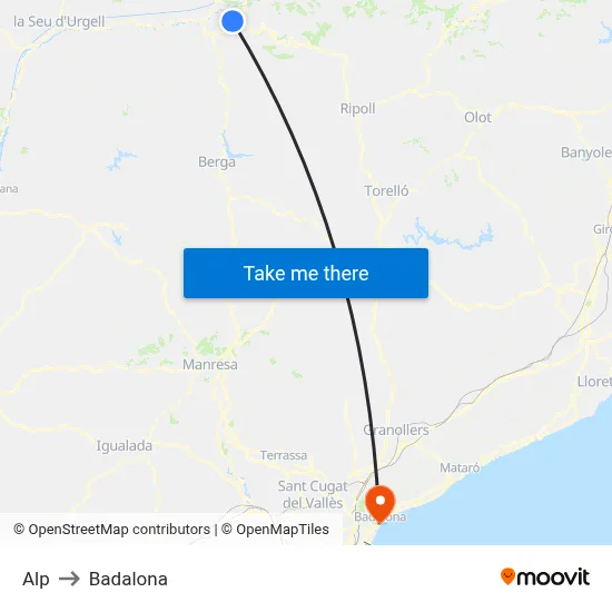 Alp to Badalona map