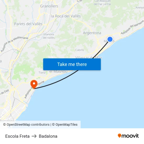 Escola Freta to Badalona map