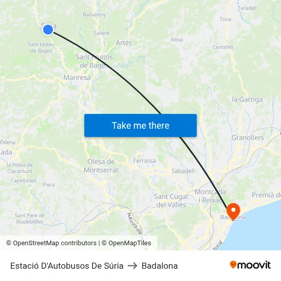 Estació D'Autobusos De Súria to Badalona map