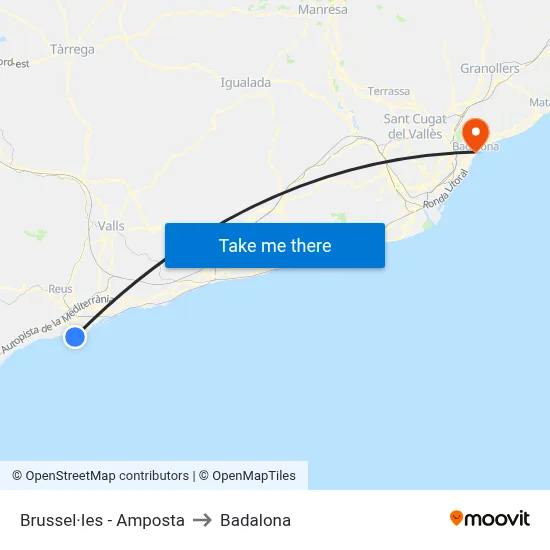 Brussel·Ies - Amposta to Badalona map