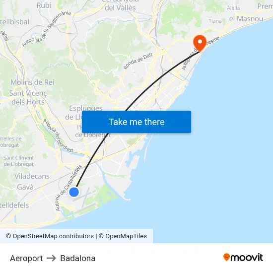 Aeroport to Badalona map