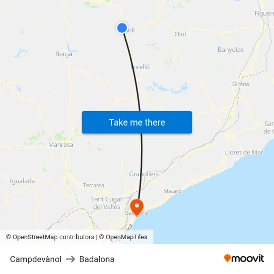 Campdevànol to Badalona map