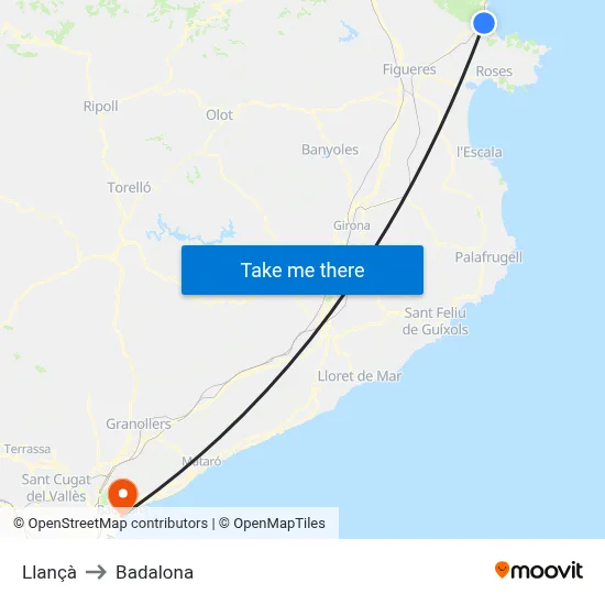 Llançà to Badalona map