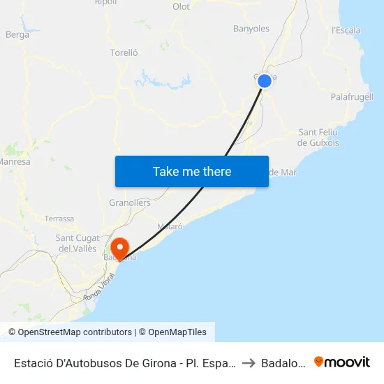 Estació Rodalies Girona - Pl. Espanya to Badalona map