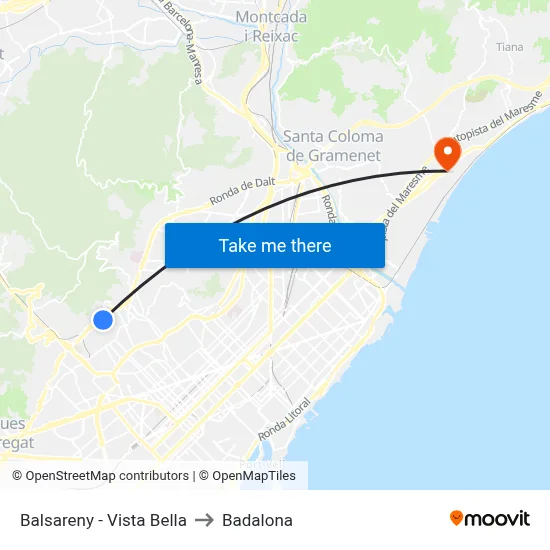Balsareny - Vista Bella to Badalona map
