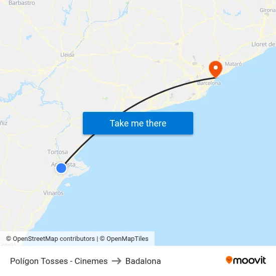 Polígon Tosses - Cinemes to Badalona map