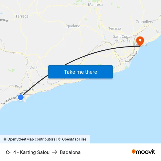 C-14 - Karting Salou to Badalona map