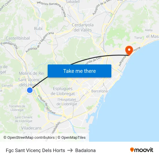 Fgc Sant Vicenç Dels Horts to Badalona map