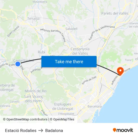 Estació Rodalies to Badalona map