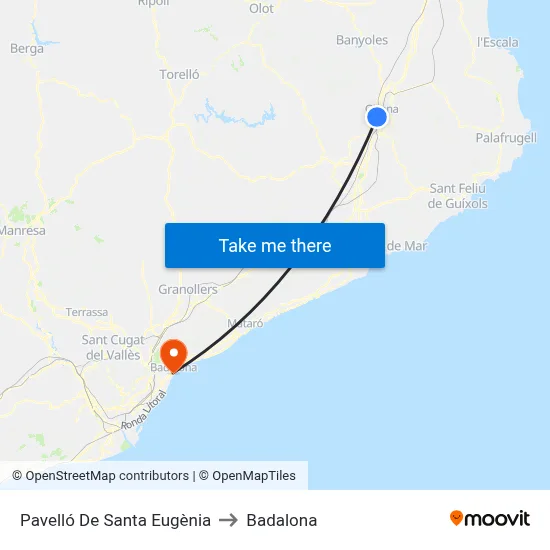 Pavelló De Santa Eugènia to Badalona map