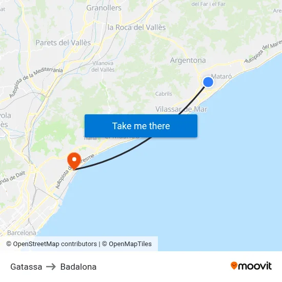 Gatassa to Badalona map