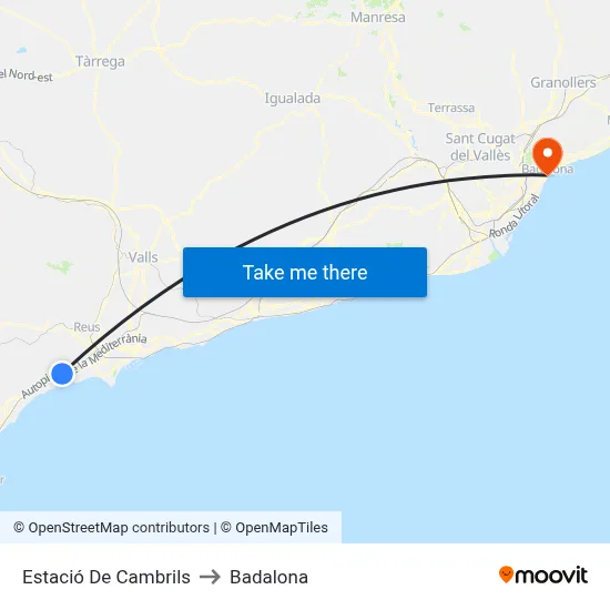 Estació De Cambrils to Badalona map
